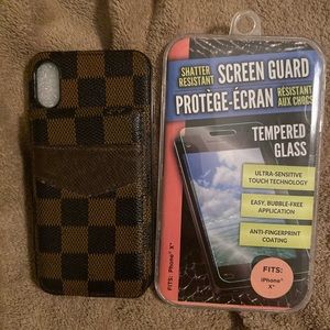 iPhone X Wallet Case & Screen Protector Bundle